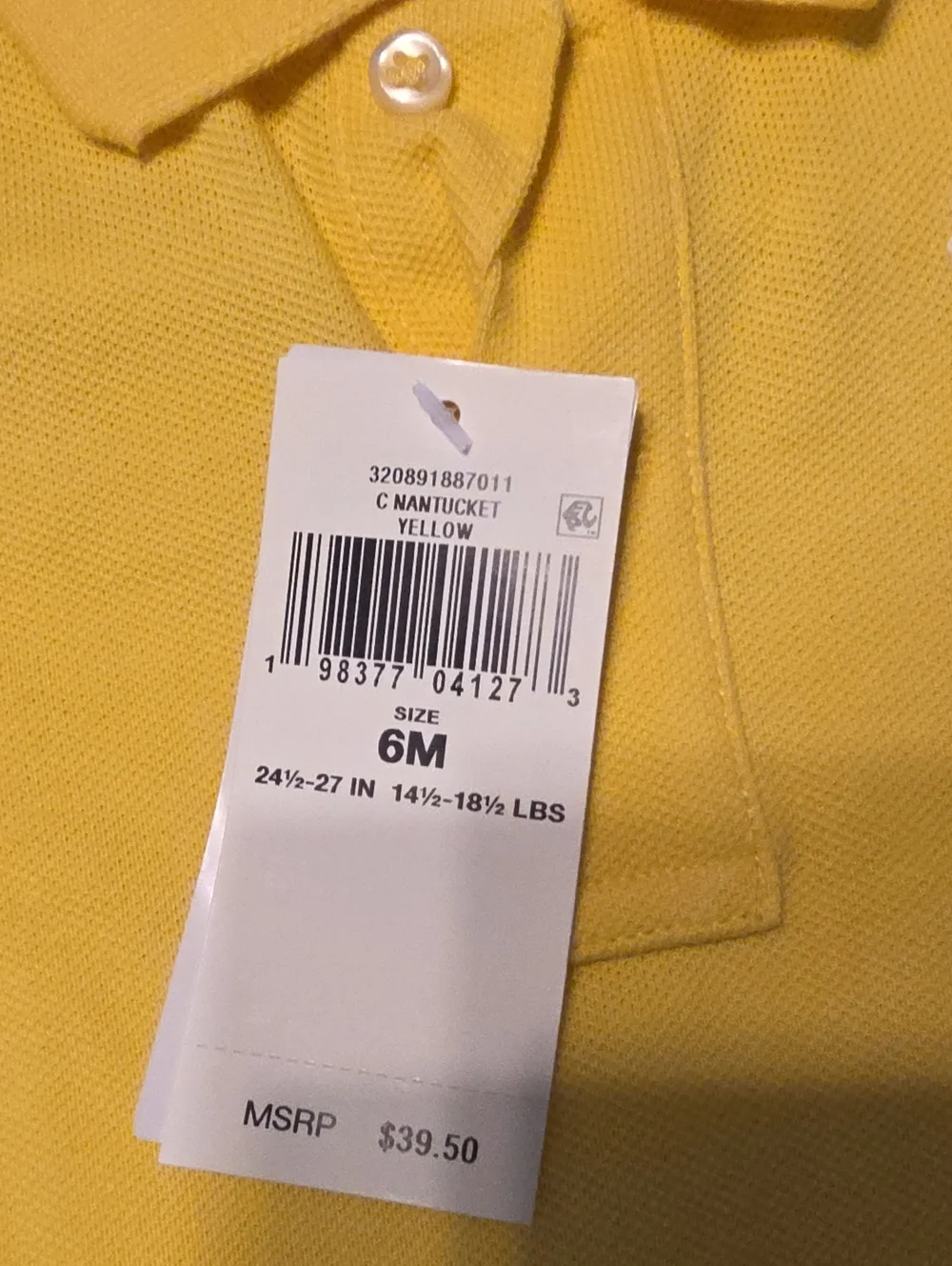 Ralph Lauren Yellow Polo One-Piece Bodysuit with White Pony